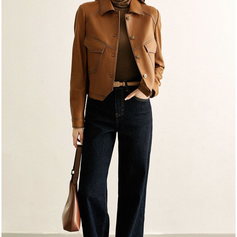 Marceau Veste en cuir vegan souple, coupe ajustée et courte pour une tenue soignée au quotidien - Hommfer