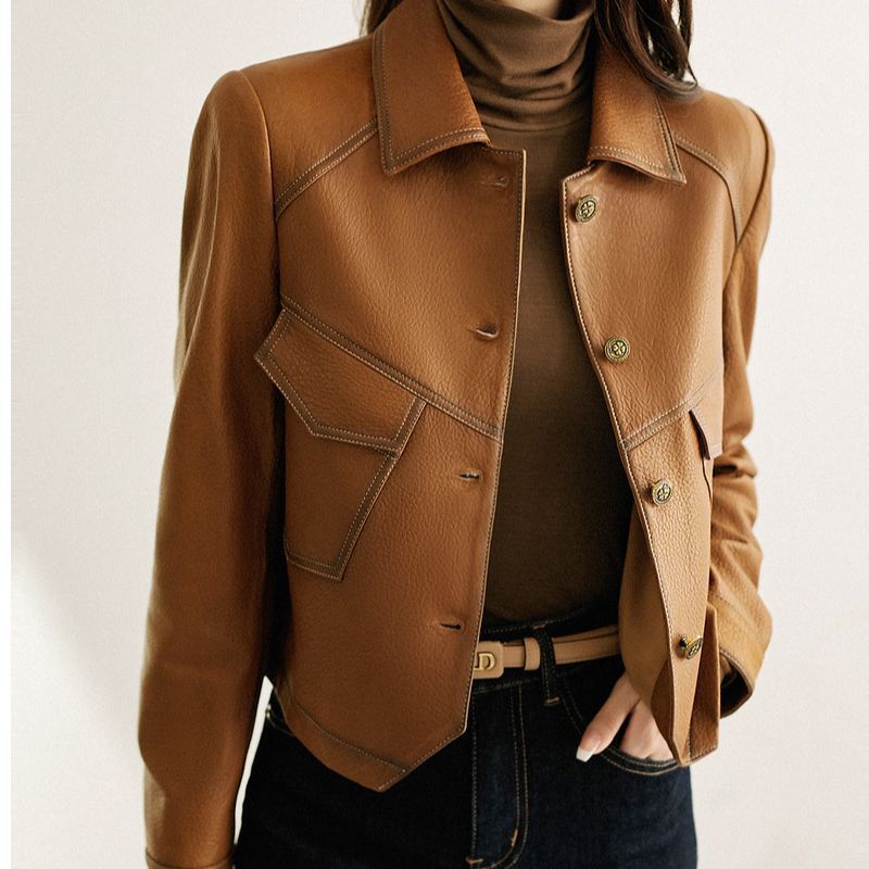 Marceau Veste en cuir vegan souple, coupe ajustée et courte pour une tenue soignée au quotidien - Hommfer