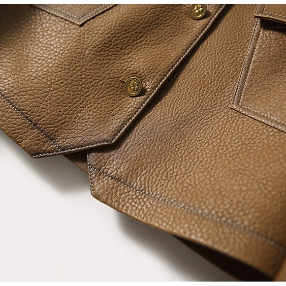 Marceau Veste en cuir vegan souple, coupe ajustée et courte pour une tenue soignée au quotidien - Hommfer