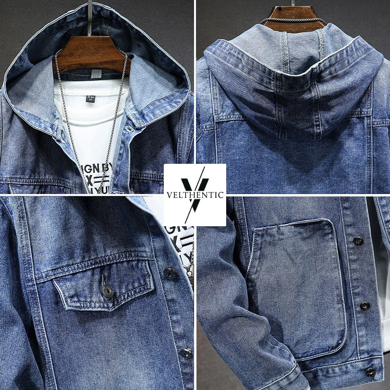 Marceau Veste en Jean à Capuche en Denim 100 % Coton Biologique pour la Superposition au Quotidien - Hommfer