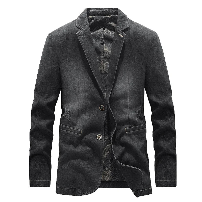 Marceau Veste en Jean Esprit Blazer à Un Bouton, Coupe Ajustée et Doublure Douce - Hommfer