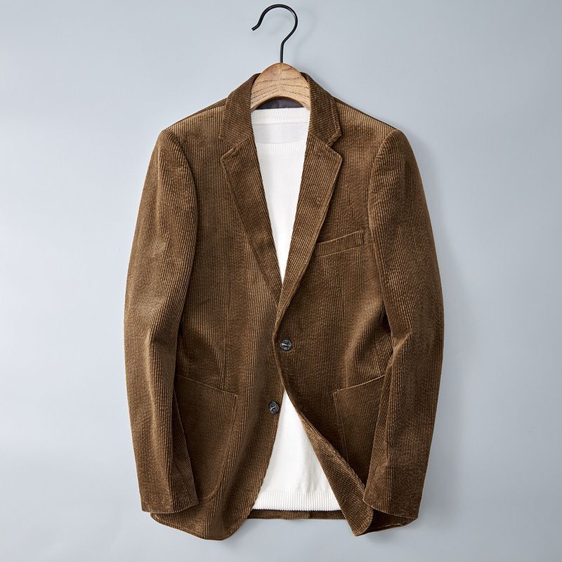 Marceau Veste en velours côtelé à rayures, coupe slim, confort respirant du printemps à l’automne - Hommfer
