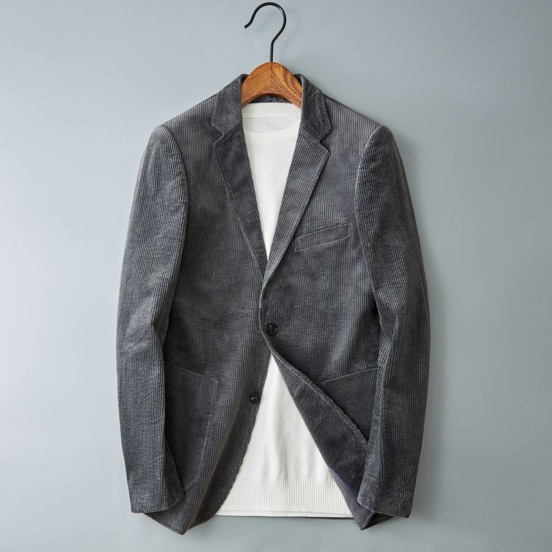 Marceau Veste en velours côtelé à rayures, coupe slim, confort respirant du printemps à l’automne - Hommfer