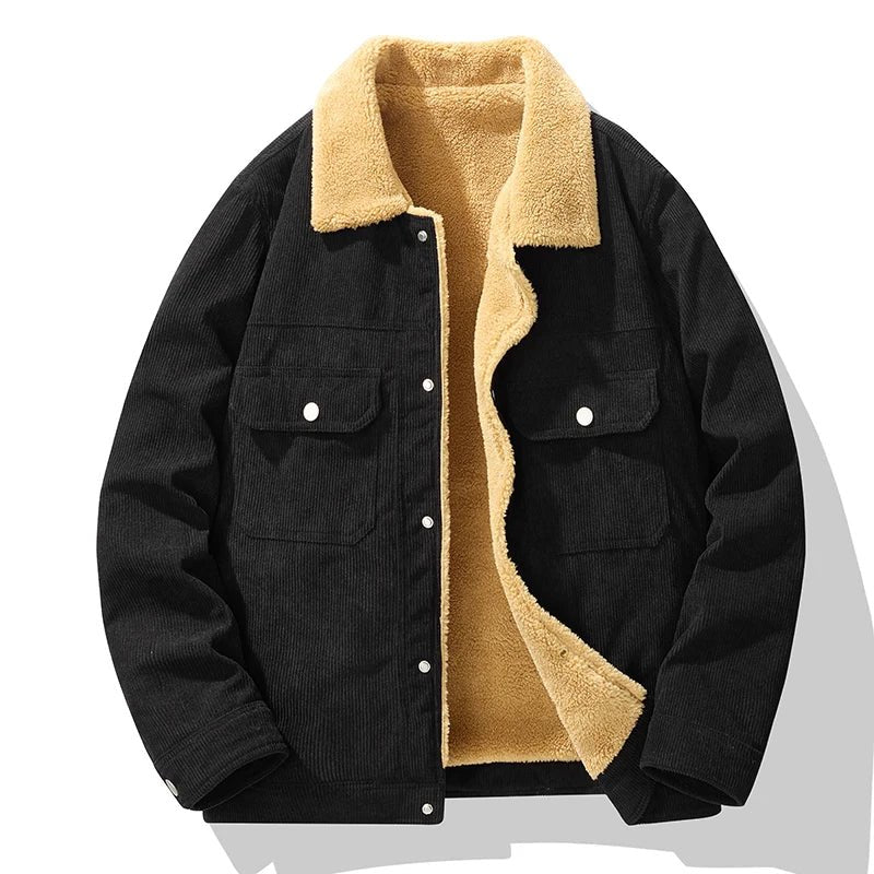 Marceau Veste en Velours Côtelé Doublée Sherpa Coupe-Vent à Fermeture Éclair pour l’Automne-Hiver - Hommfer
