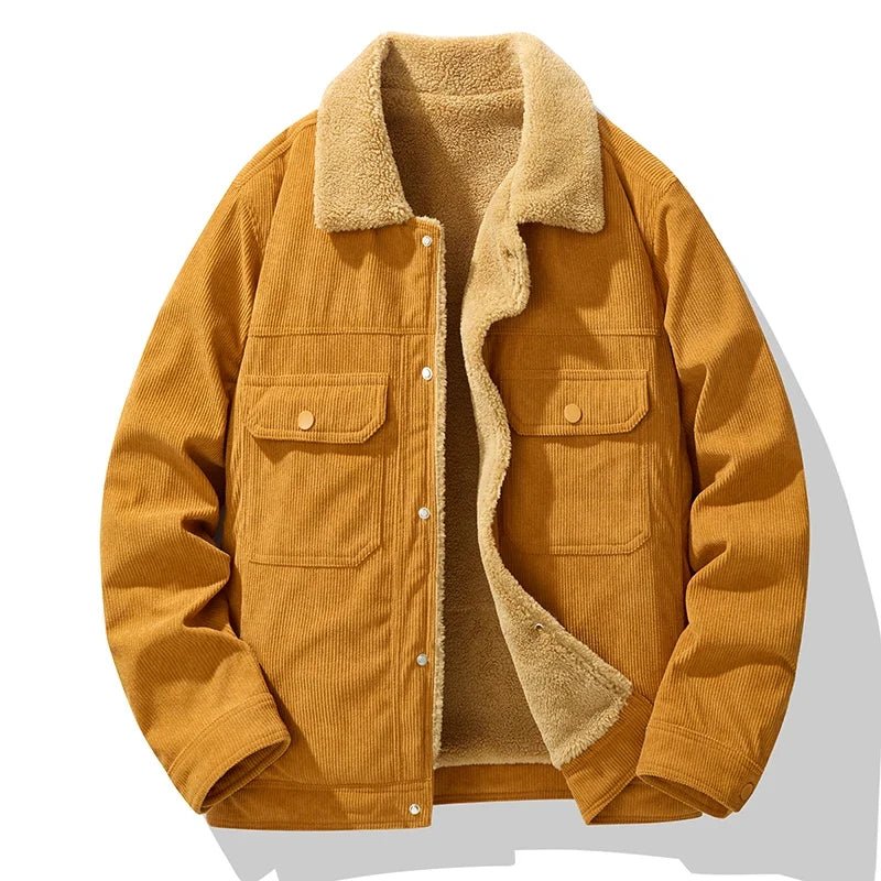 Marceau Veste en Velours Côtelé Doublée Sherpa Coupe-Vent à Fermeture Éclair pour l’Automne-Hiver - Hommfer