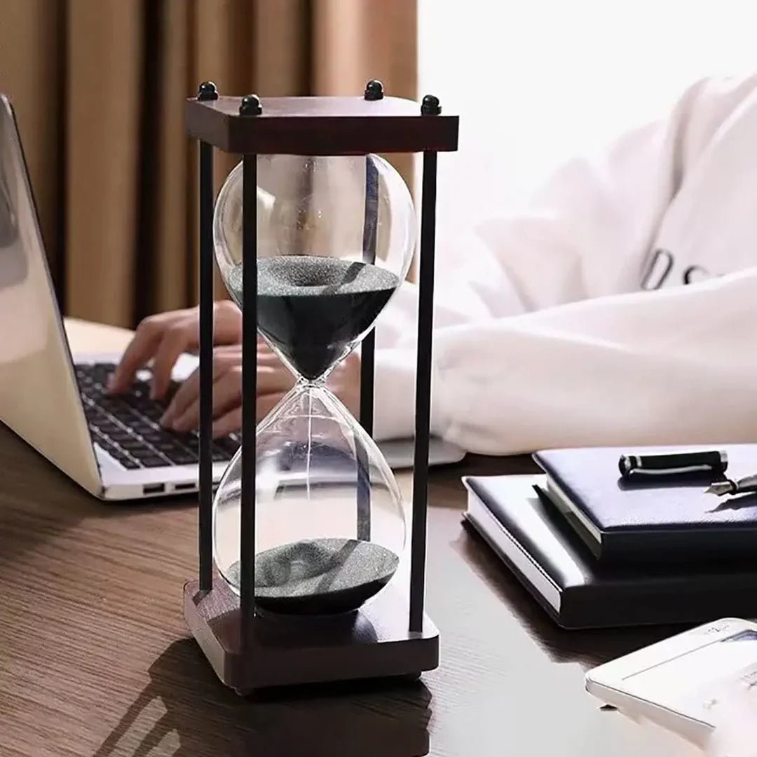 Meridian Hourglass Timer in Wood and Copper for 60-Minute Focus Sessions - Hommfer