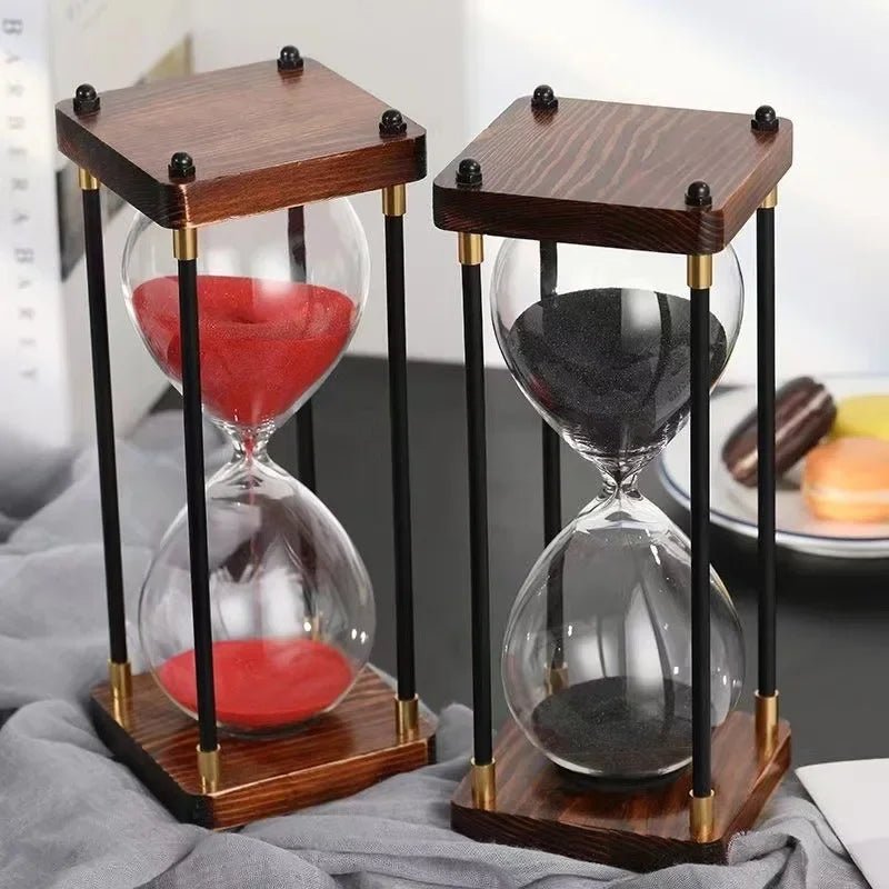 Meridian Hourglass Timer in Wood and Copper for 60-Minute Focus Sessions - Hommfer