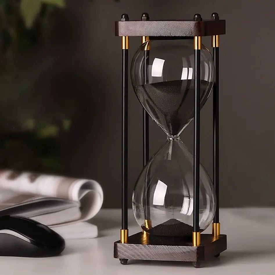 Meridian Hourglass Timer in Wood and Copper for 60-Minute Focus Sessions - Hommfer