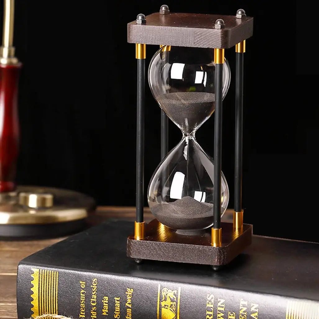 Meridian Hourglass Timer in Wood and Copper for 60-Minute Focus Sessions - Hommfer