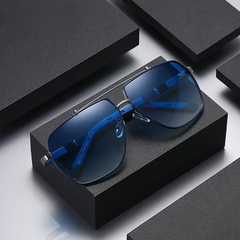 Meridian Lunettes de soleil aviateur polarisées à monture en métal et verres bleus UV400 pour une vision nette - Hommfer