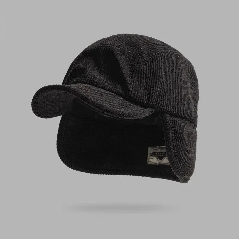 Montfort Casquette à rabats d’oreilles en velours côtelé doublée en polaire unisexe pour temps froid - Hommfer
