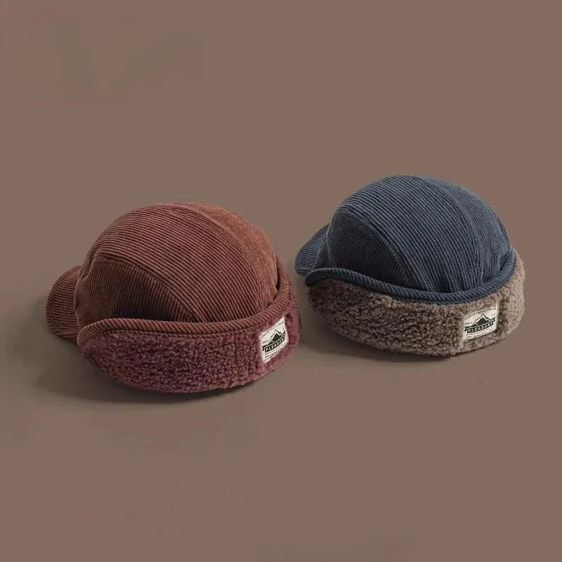 Montfort Casquette à rabats d’oreilles en velours côtelé doublée en polaire unisexe pour temps froid - Hommfer