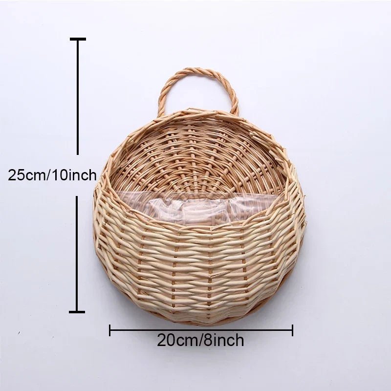 Panier mural en rotin fait main pour plantes et fleurs, plusieurs tailles et deux couleurs - Hommfer