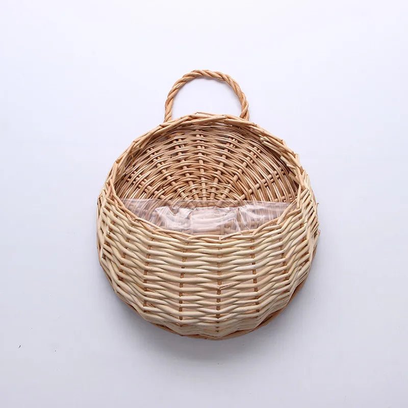 Panier mural en rotin fait main pour plantes et fleurs, plusieurs tailles et deux couleurs - Hommfer