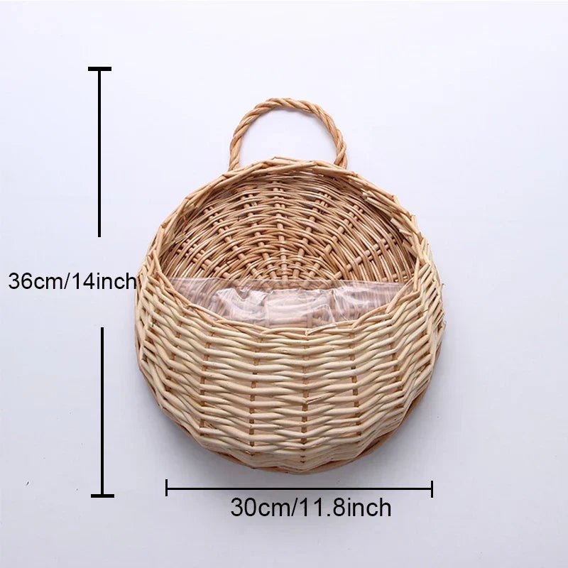 Panier mural en rotin fait main pour plantes et fleurs, plusieurs tailles et deux couleurs - Hommfer