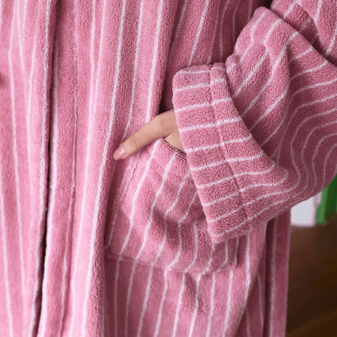 Peignoir en coton bio 100% jacquard épais et absorbant qualité hôtelière - Hommfer