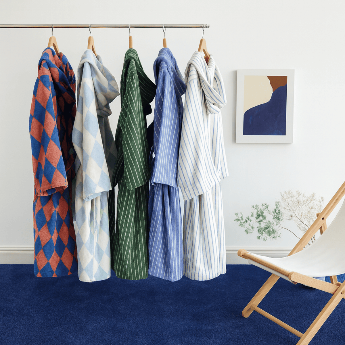 Peignoir Jacquard Rayé en 100% Coton Bio, Épais et Absorbant, Qualité Hôtelière - Hommfer