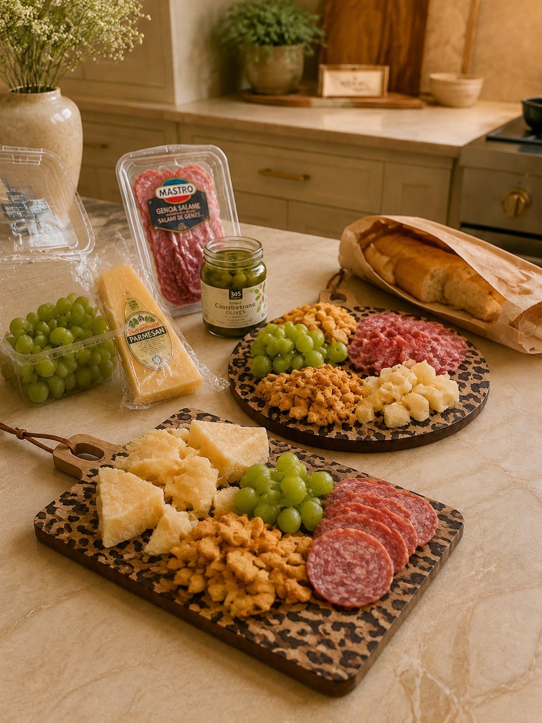 Planche de service en bois sapele à motif léopard avec poignée pour fromages et apéritifs - Hommfer