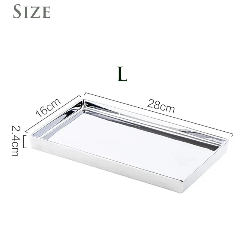 Plateau rectangulaire en céramique finition argentée pour centre de table, 4 tailles de 10x20 à 20x30 cm - Hommfer