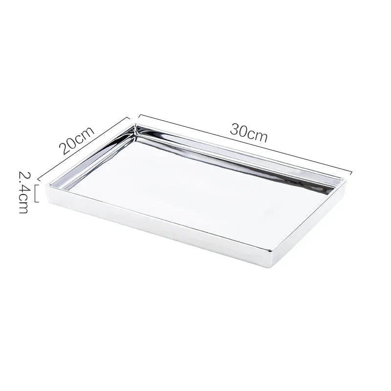 Plateau rectangulaire en céramique finition argentée pour centre de table, 4 tailles de 10x20 à 20x30 cm - Hommfer