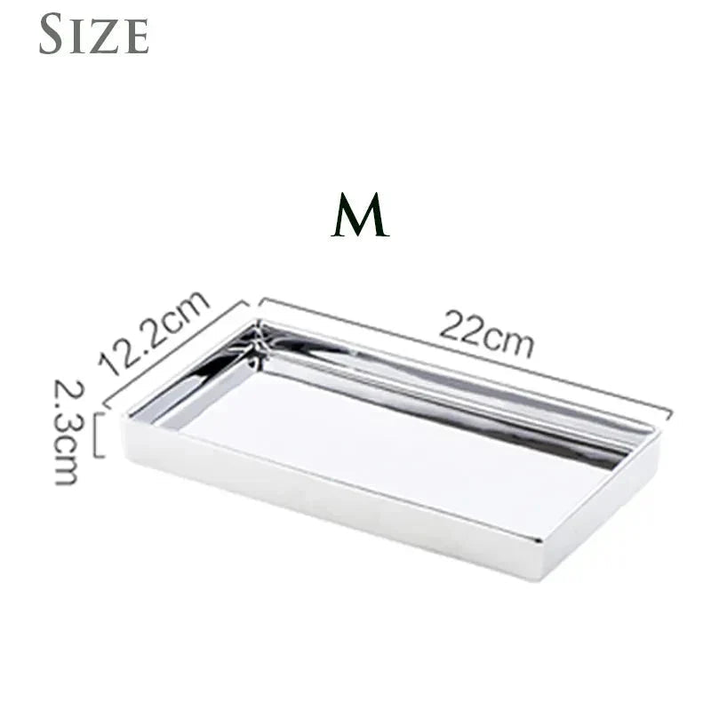 Plateau rectangulaire en céramique finition argentée pour centre de table, 4 tailles de 10x20 à 20x30 cm - Hommfer