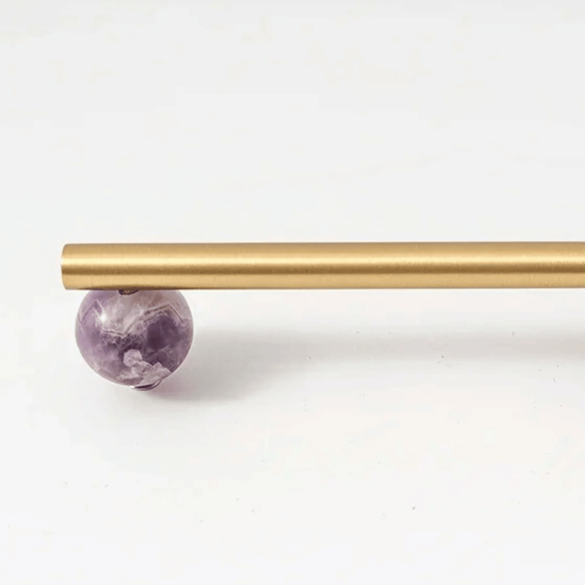 Poignée de meuble en laiton massif et marbre naturel BlushStone, 5 longueurs - Hommfer