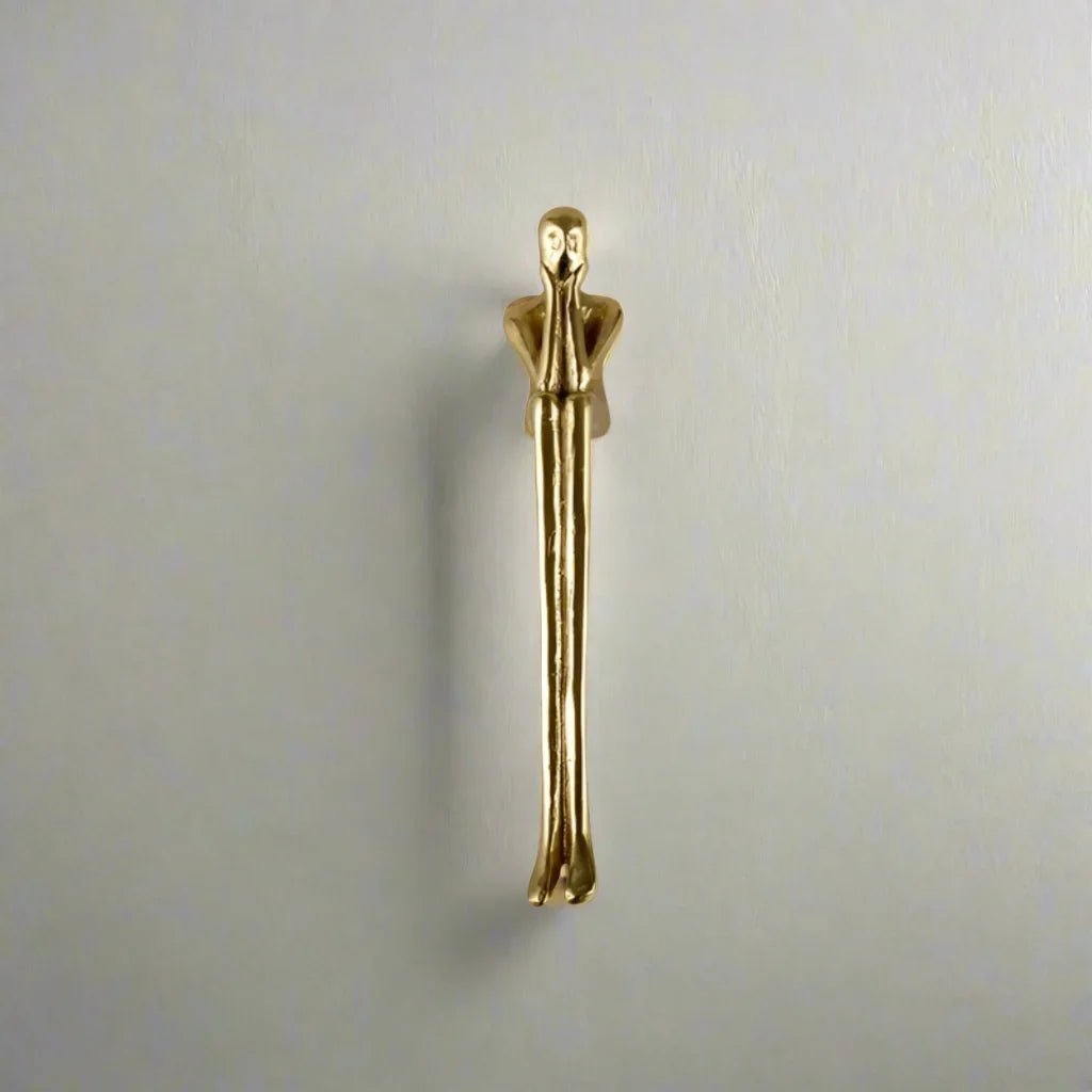 Poignée de meuble sculpturale en laiton massif pour tiroirs et portes de placard, or ou argent - Hommfer