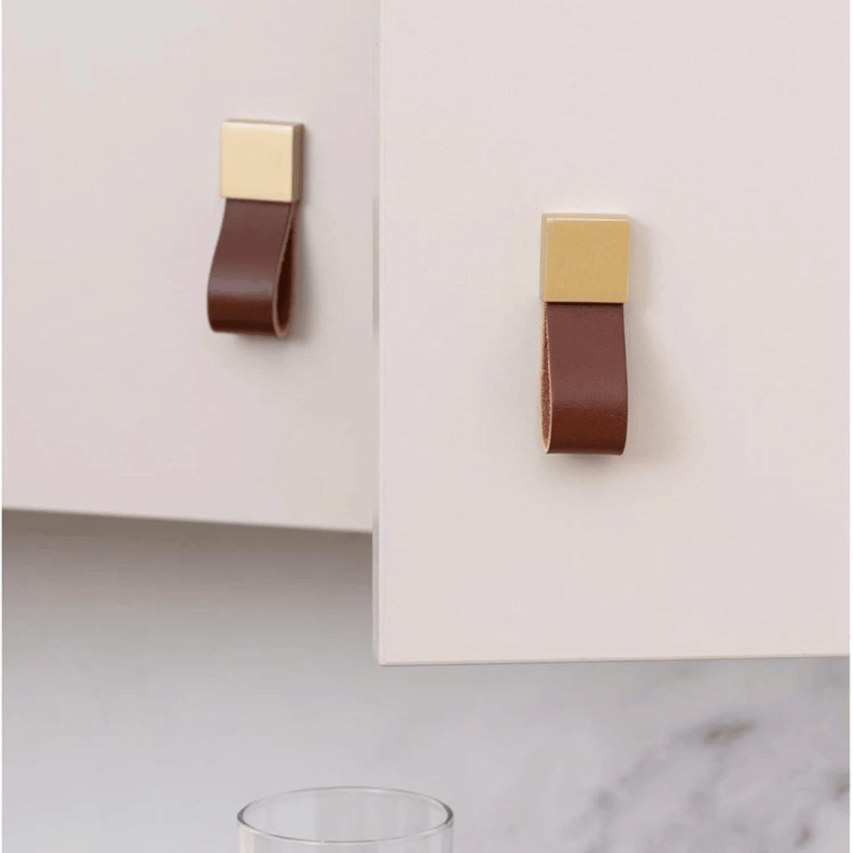 Poignées et boutons de meuble en cuir véritable et alliage de zinc style européen pour armoires et tiroirs - Hommfer