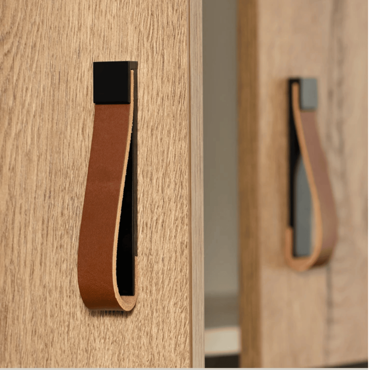 Poignées et boutons de meuble en cuir véritable et alliage de zinc style européen pour armoires et tiroirs - Hommfer