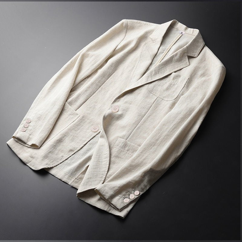 Rivage Ensemble Blazer Déstructuré et Pantalon à Cordon en Lin-Coton pour Confort Respirant - Hommfer