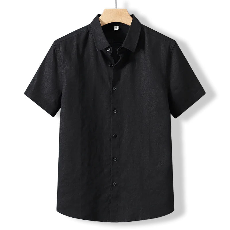 Riviera Chemise à Manches Courtes en Lin et Coton, Coupe Régulière pour Temps Chaud - Hommfer