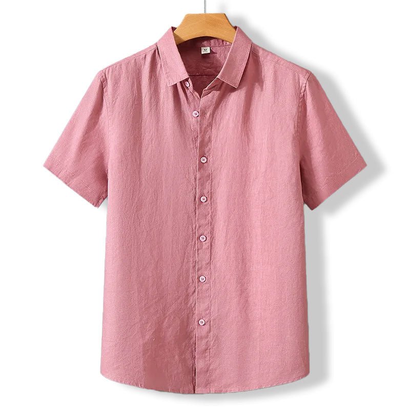 Riviera Chemise à Manches Courtes en Lin et Coton, Coupe Régulière pour Temps Chaud - Hommfer