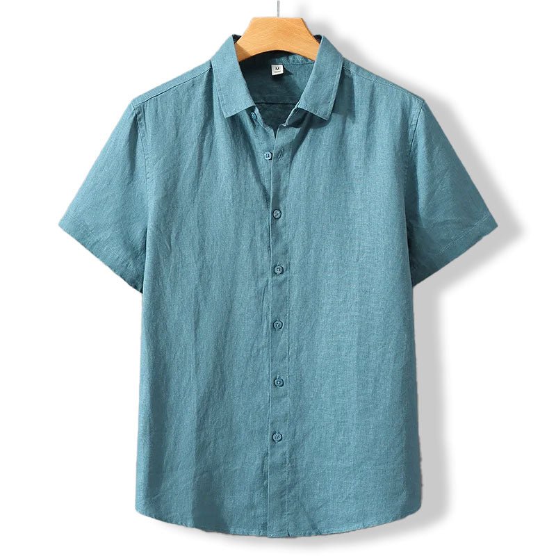 Riviera Chemise à Manches Courtes en Lin et Coton, Coupe Régulière pour Temps Chaud - Hommfer