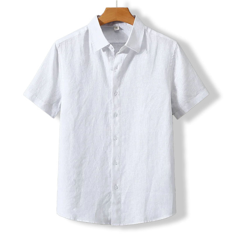 Riviera Chemise à Manches Courtes en Lin et Coton, Coupe Régulière pour Temps Chaud - Hommfer