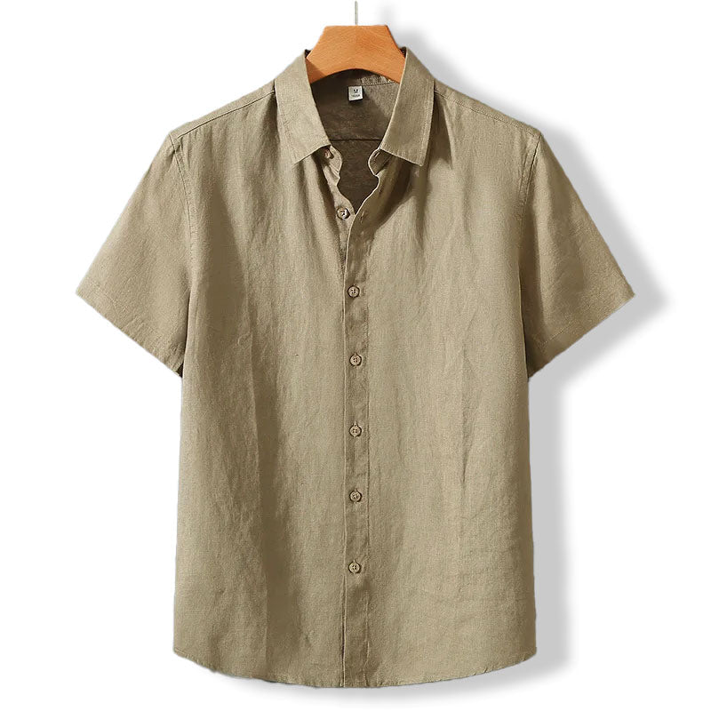 Riviera Chemise à Manches Courtes en Lin et Coton, Coupe Régulière pour Temps Chaud - Hommfer