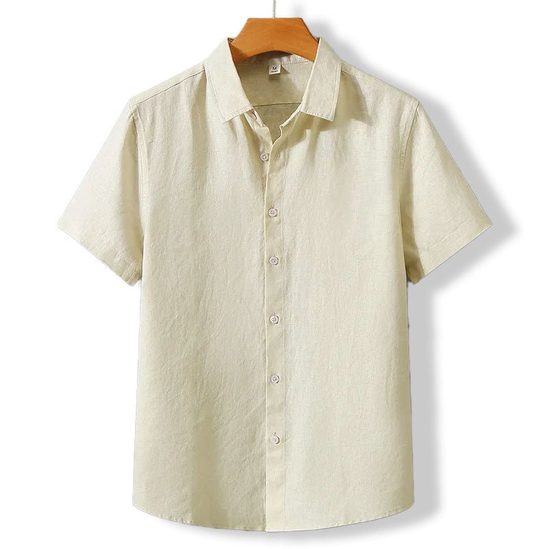 Riviera Chemise à Manches Courtes en Lin et Coton, Coupe Régulière pour Temps Chaud - Hommfer