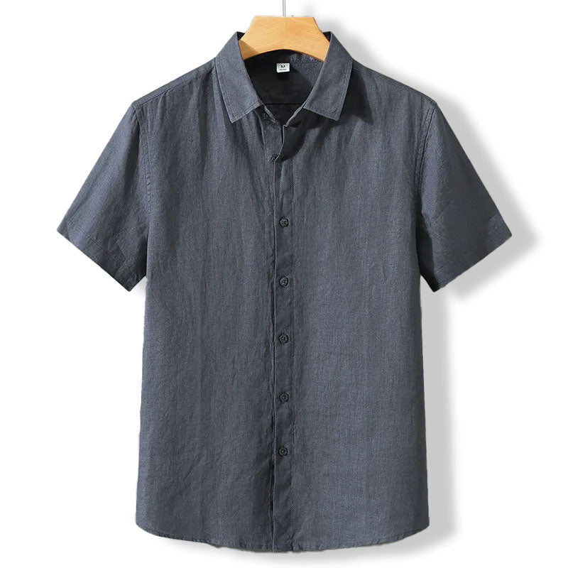 Riviera Chemise à Manches Courtes en Lin et Coton, Coupe Régulière pour Temps Chaud - Hommfer