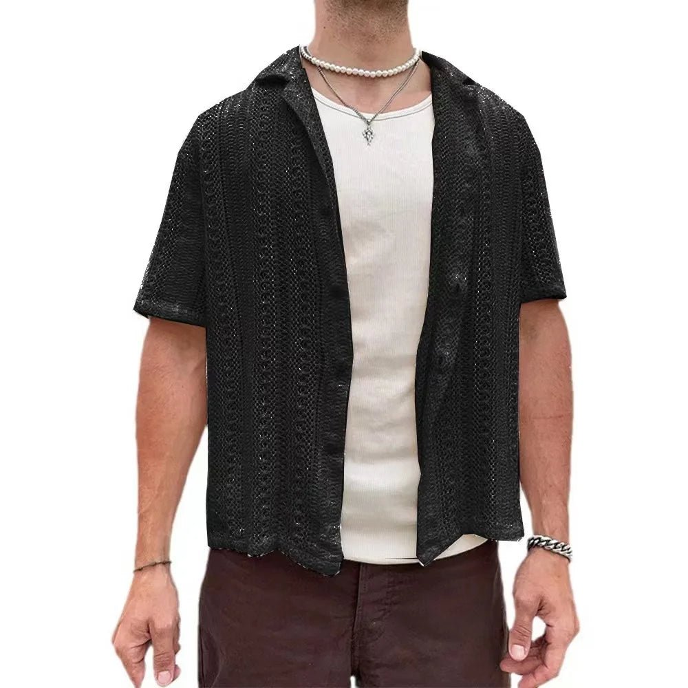 Riviera Chemise en polyester à tissage ajouré respirant pour rester au frais par temps chaud - Hommfer