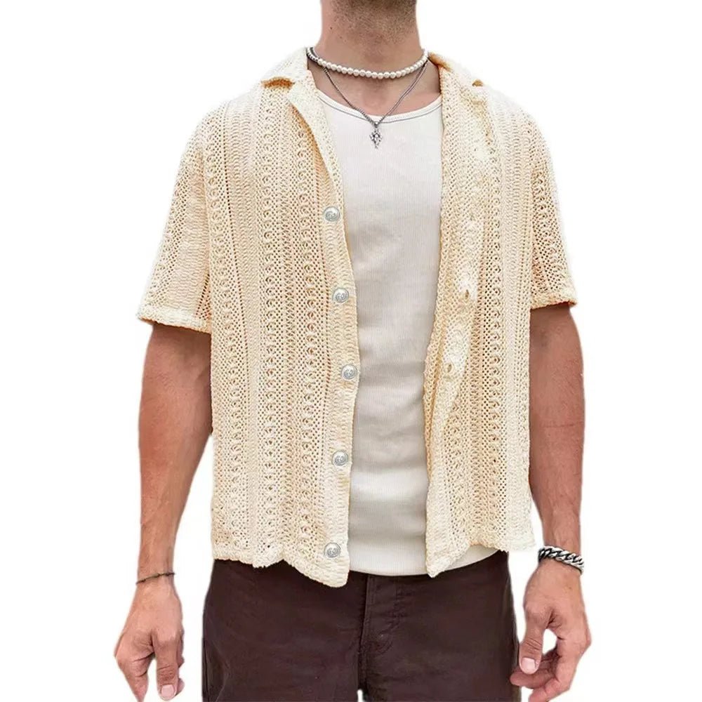 Riviera Chemise en polyester à tissage ajouré respirant pour rester au frais par temps chaud - Hommfer