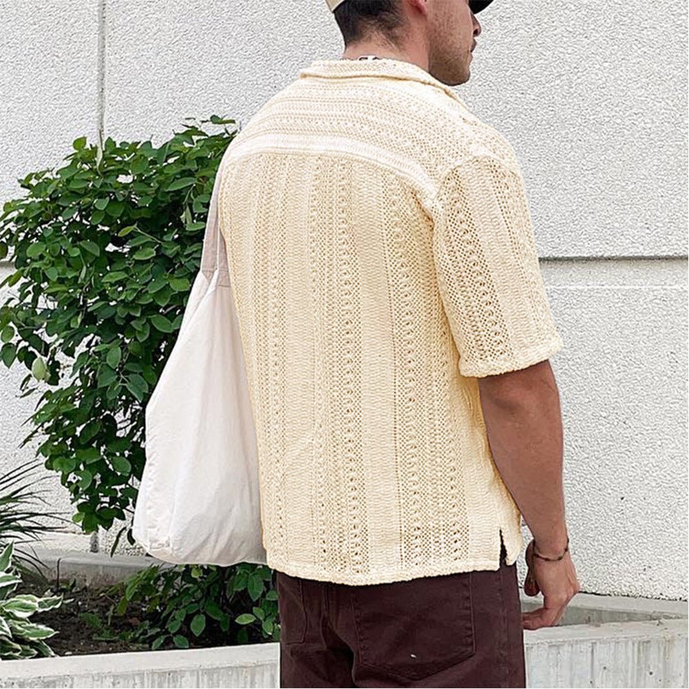 Riviera Chemise en polyester à tissage ajouré respirant pour rester au frais par temps chaud - Hommfer