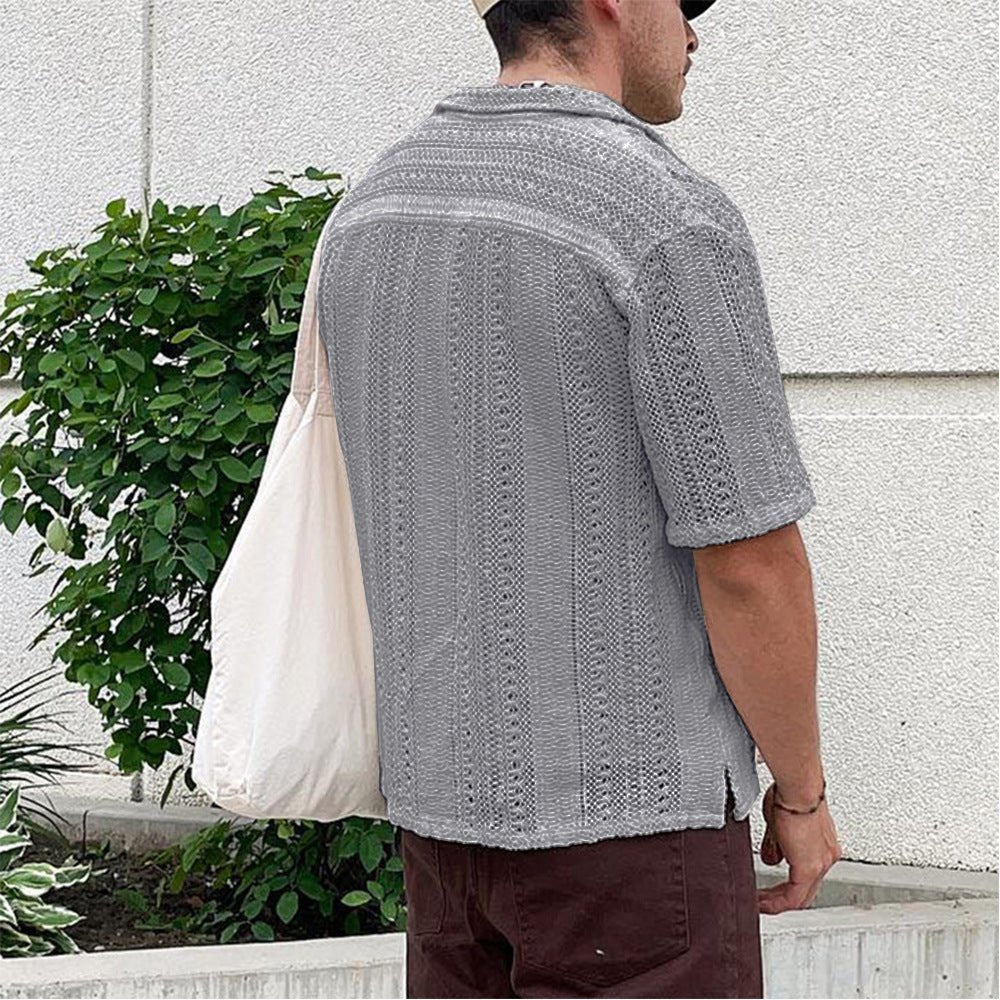 Riviera Chemise en polyester à tissage ajouré respirant pour rester au frais par temps chaud - Hommfer