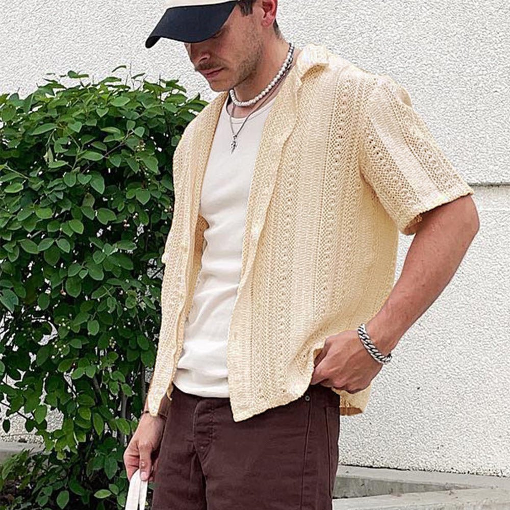 Riviera Chemise en polyester à tissage ajouré respirant pour rester au frais par temps chaud - Hommfer
