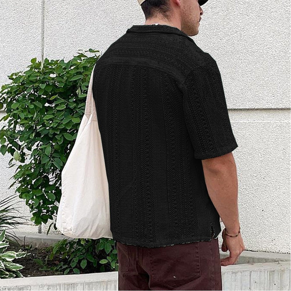 Riviera Chemise en polyester à tissage ajouré respirant pour rester au frais par temps chaud - Hommfer