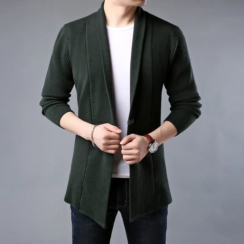 Rowan Long Ribbed Stretch Knit Cardigan with Deep Front Pockets for Lightweight Warmth - Hommfer
