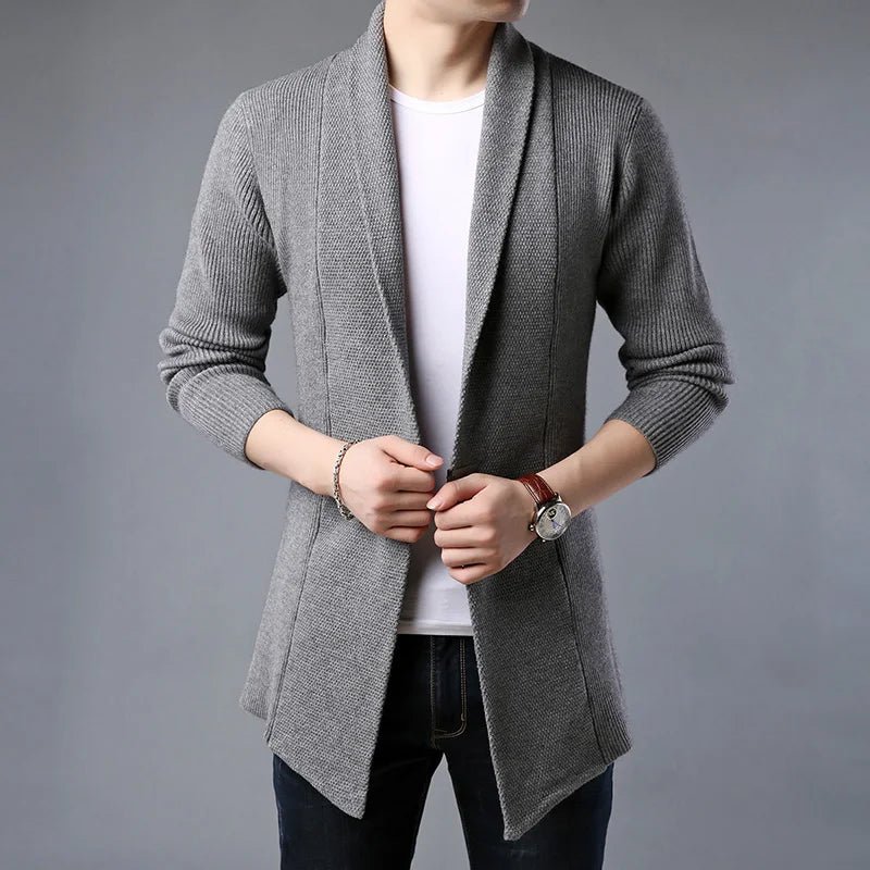 Rowan Long Ribbed Stretch Knit Cardigan with Deep Front Pockets for Lightweight Warmth - Hommfer