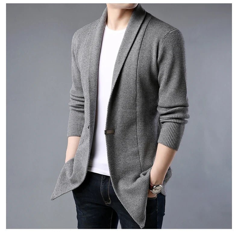 Rowan Long Ribbed Stretch Knit Cardigan with Deep Front Pockets for Lightweight Warmth - Hommfer