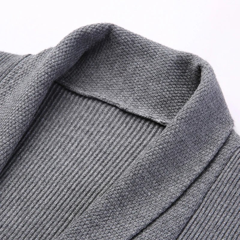 Rowan Long Ribbed Stretch Knit Cardigan with Deep Front Pockets for Lightweight Warmth - Hommfer
