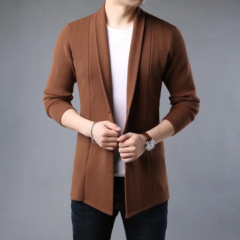 Rowan Long Ribbed Stretch Knit Cardigan with Deep Front Pockets for Lightweight Warmth - Hommfer