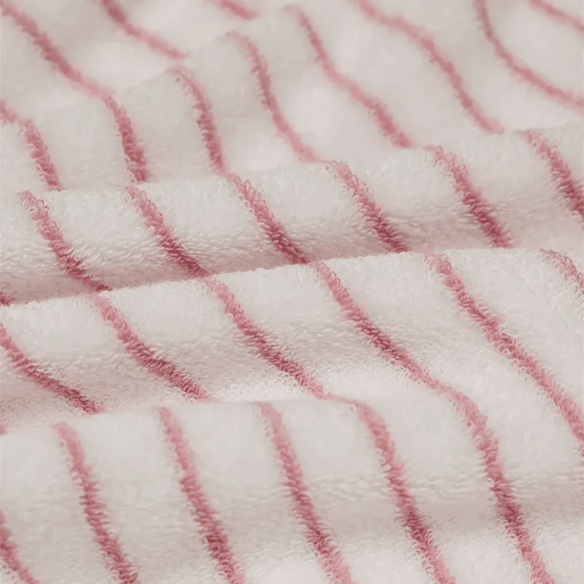 Serviette de bain ou de visage 100 % coton peigné à rayures roses et blanches, douce et absorbante - Hommfer