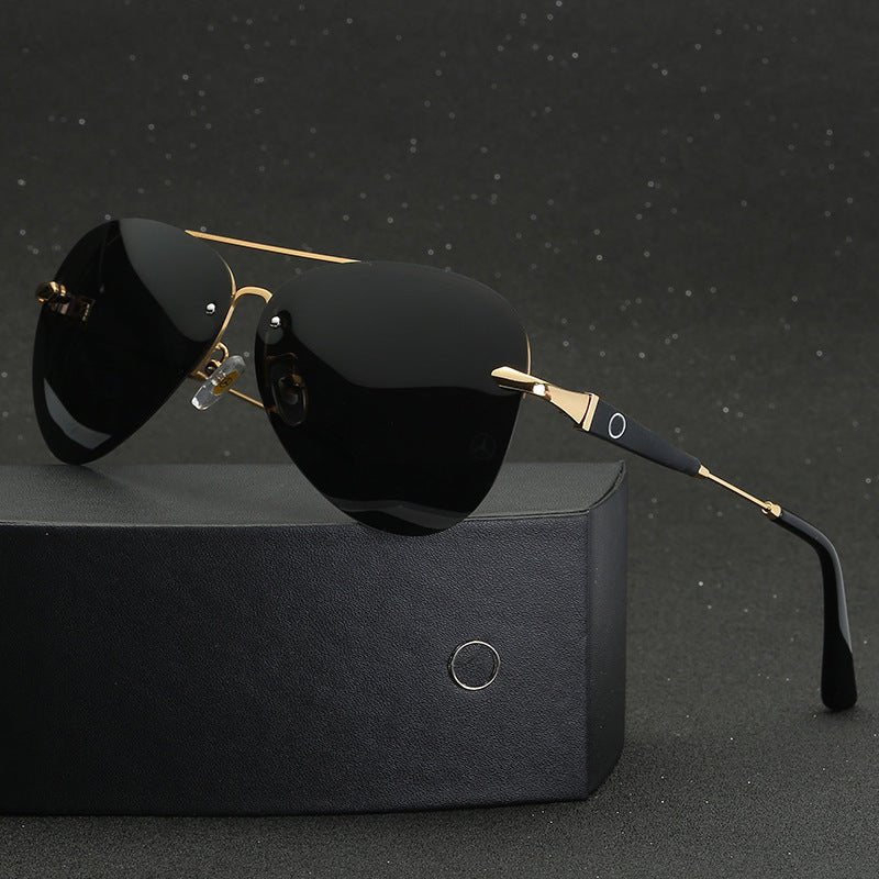 Sevrin Lunettes de Soleil Aviateur à Verres Polarisés Anti‑Reflets, Monture Dorée en Alliage, UV400 - Hommfer